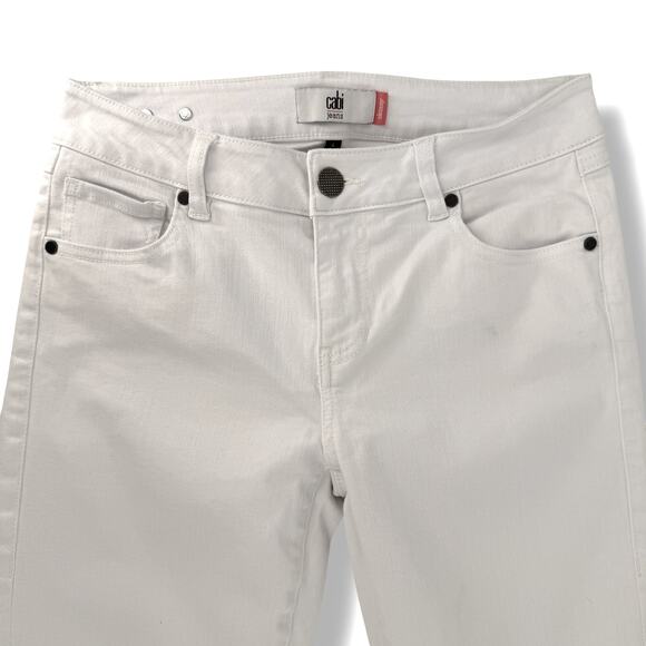 Cabi Jeans Skinny White Denim Pants Women’s Size 4 #6073 Stretch Mid Rise - Picture 2 of 5